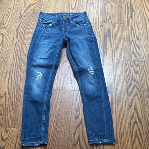 Justice Dark Blue Distressed pull on jeggings